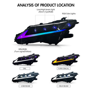 For 2018-2024 Toyota Camry LE SE XLE XSE TRD RGB Headlights(Clear refletor) - TT-ABC