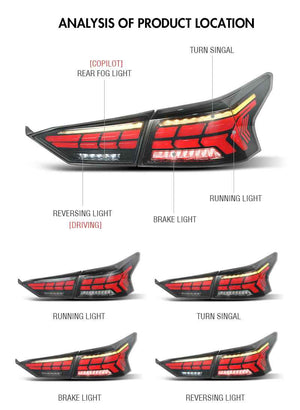 TT-ABC LED Tail Lights for 2019-2021 Nissan Altima – Smoked/Red, Start-up Animation Rear Lamps - TT-ABC