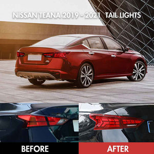 TT-ABC LED Tail Lights for 2019-2021 Nissan Altima – Smoked/Red, Start-up Animation Rear Lamps - TT-ABC