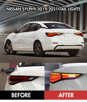 For 2019-2021 Nissan Sylphy/Sentra/Pulsar LED Tail Light with Start Up Animatio (Smoked/Red) - TT-ABC