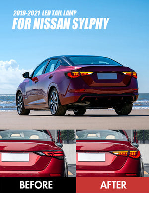 For 2019-2021 Nissan Sylphy/Sentra/Pulsar Led Tail Lights With Start Up Animation (A touch of blue) - TT-ABC