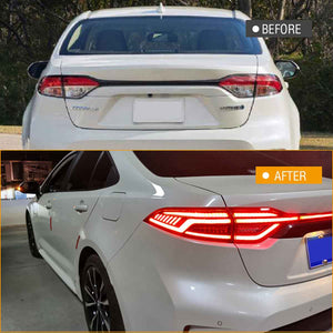 For 2020-2024 Toyota US Corolla LED Tail Lights with Sequential Breathing Turn Signal Replace OEM Dynamic Rear Lamps (Smoked/Red) - TT-ABC