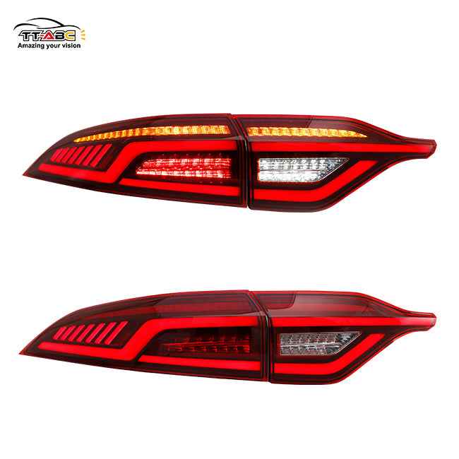 For 2020-2024 Toyota US Corolla LED Tail Lights with Sequential Breathing Turn Signal Replace OEM Dynamic Rear Lamps (Smoked/Red) - TT-ABC