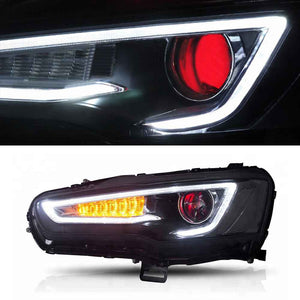 For Mitsubishi Lancer EVO X 2008-UP LED Demon Eye Projector Headlights(w/No devil eyes/w/devil eyes) (A5 Style) - TT-ABC