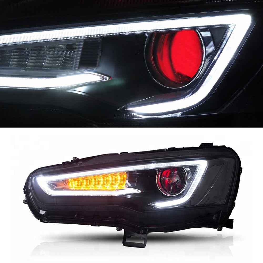 For Mitsubishi Lancer EVO X 2008-UP LED Demon Eye Projector Headlights(w/No devil eyes/w/devil eyes) (A5 Style) - TT-ABC
