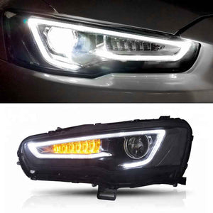 For Mitsubishi Lancer EVO X 2008-UP LED Demon Eye Projector Headlights(w/No devil eyes/w/devil eyes) (A5 Style) - TT-ABC