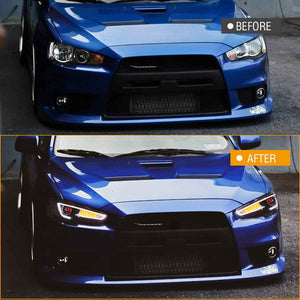 For Mitsubishi Lancer EVO X 2008-UP LED Demon Eye Projector Headlights(w/No devil eyes/w/devil eyes) (A5 Style) - TT-ABC