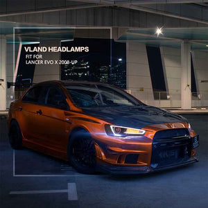 For Mitsubishi Lancer EVO X 2008-UP LED Demon Eye Projector Headlights(w/No devil eyes/w/devil eyes) (A5 Style) - TT-ABC