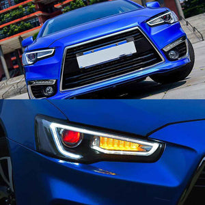 For Mitsubishi Lancer EVO X 2008-UP LED Demon Eye Projector Headlights(w/No devil eyes/w/devil eyes) (A5 Style) - TT-ABC
