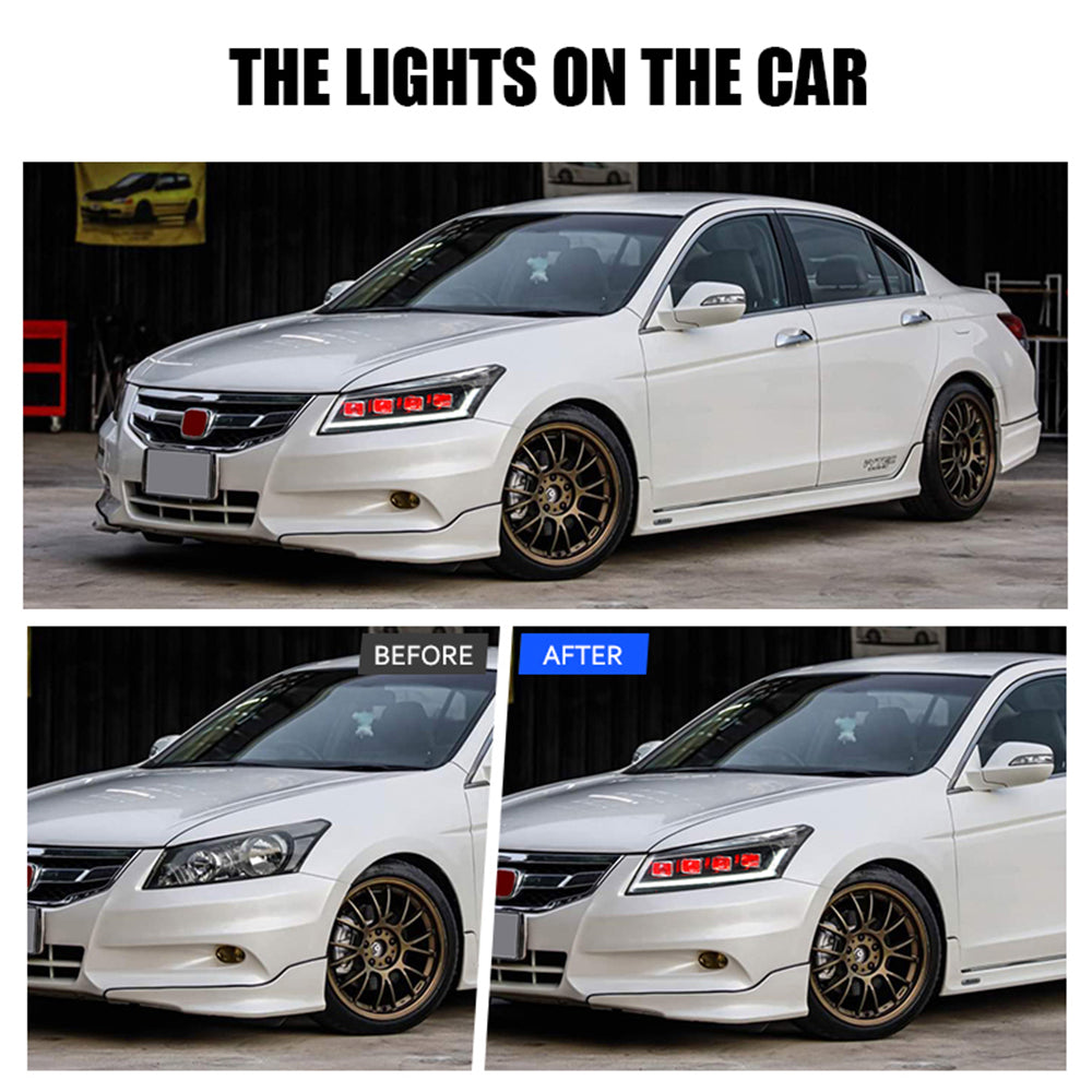 TT-ABC LED Headlights For 2008-2012 Honda Accord MK8 DRL Sequential Turn Signal - TT-ABC