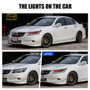 TT-ABC LED Headlights For 2008-2012 Honda Accord MK8 DRL Sequential Turn Signal - TT-ABC