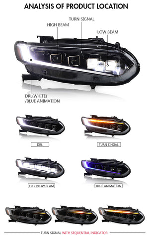 LED Headlights For 2018-2021 Honda Accord With DRL Sequential Turn Signal Front Lamp - TT-ABC