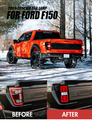 LED Tail Lights Assembly For 2009-2014 Ford F150 F-150 Pickup Truck Black Smoked Taillights Brake Rear Tail Lamps Accessories - TT-ABC