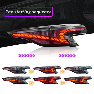 LED Tail Lights & Middle Lamp for Toyota Sienna 2020-2023 Start Up Animation Sequential Turn Signal Rear Lamp Assembly - TT-ABC