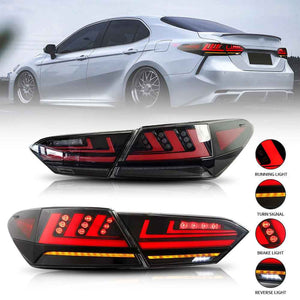 New Accessories For 2018-2024 Toyota Camry 8th Gen Led Tail Light Assembly, SE XSE LE Lexus Style - TT-ABC