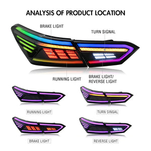 New RGB Tail Lights For 2018-2024 Toyota Camry 8th Gen Rear Lamp Assembly - TT-ABC