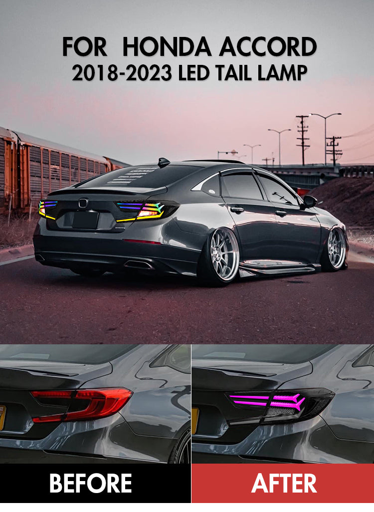 New RGB Taillights for Honda Accord Tail Lights 2018-2022 LX Sport EX EX-L Touring 10th Gen Accessory - TT-ABC
