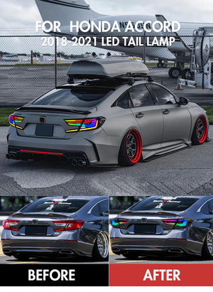 RGB Tail Lights Assembly for Honda Accord 2018-2022 10th Gen, Rear Lamp Replacement Accessory - TT-ABC