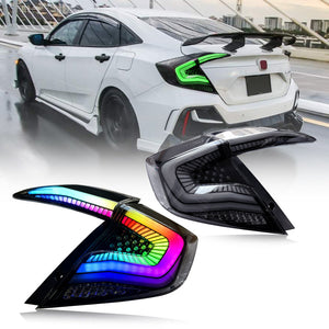 TT-ABC RGB Tail Lights for 2016-2021 Honda Civic 10th Gen Tail Lights for Civic Sedan Only - TT-ABC