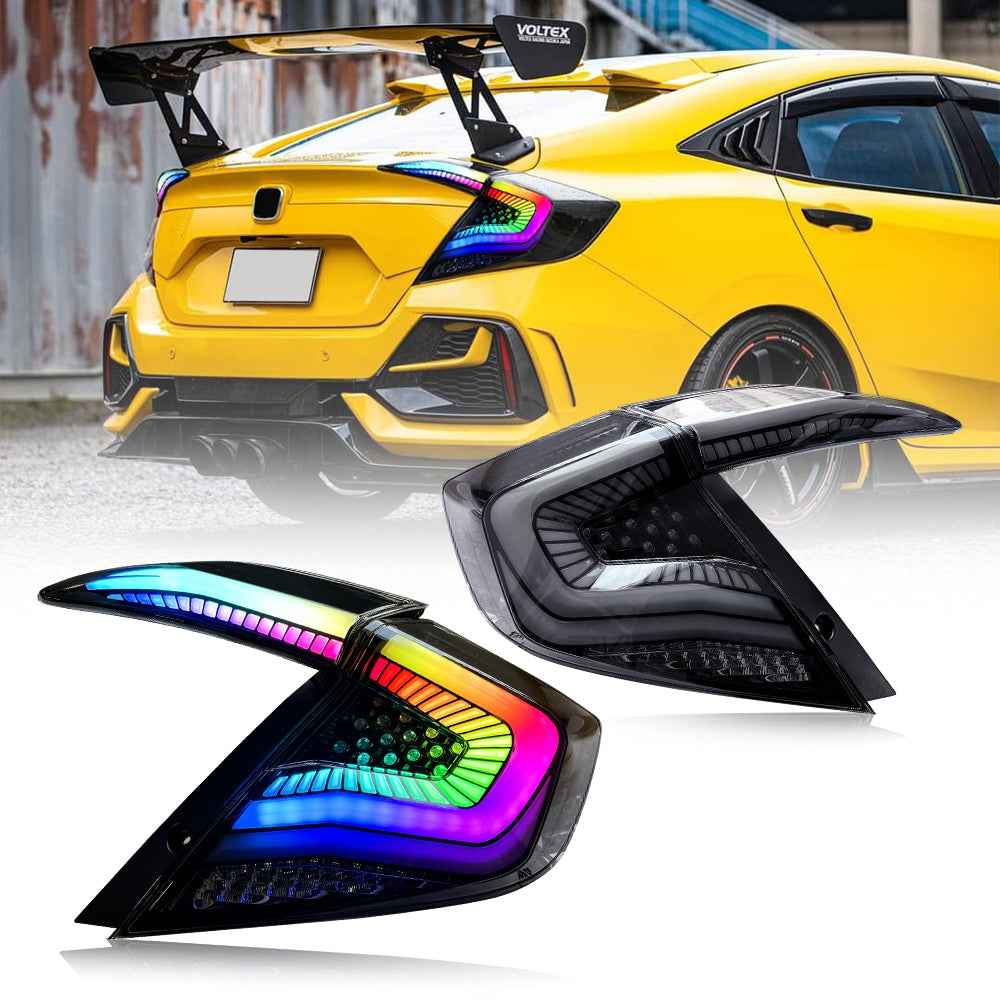 TT-ABC RGB Tail Lights for 2016-2021 Honda Civic 10th Gen Tail Lights for Civic Sedan Only - TT-ABC