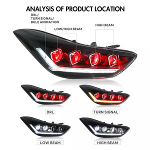 TT-ABC Devil eyes Headlight For 2012-2016 Hyundai Elantra 3rd Gen Headlights With Dynamic Animation Lights - TT-ABC