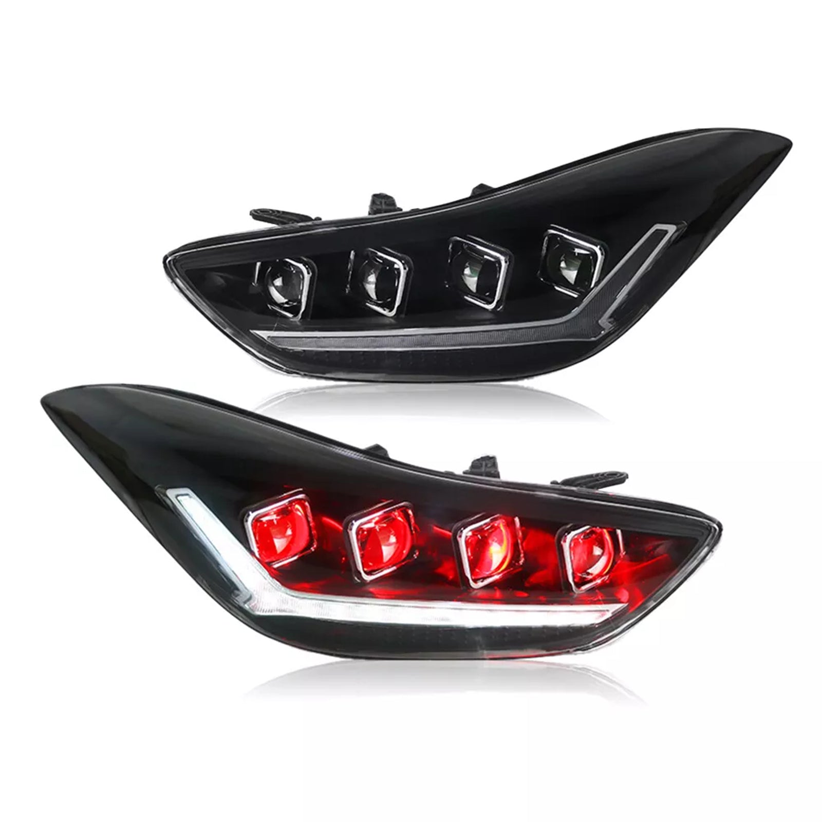 TT-ABC Devil eyes Headlight For 2012-2016 Hyundai Elantra 3rd Gen Headlights With Dynamic Animation Lights - TT-ABC