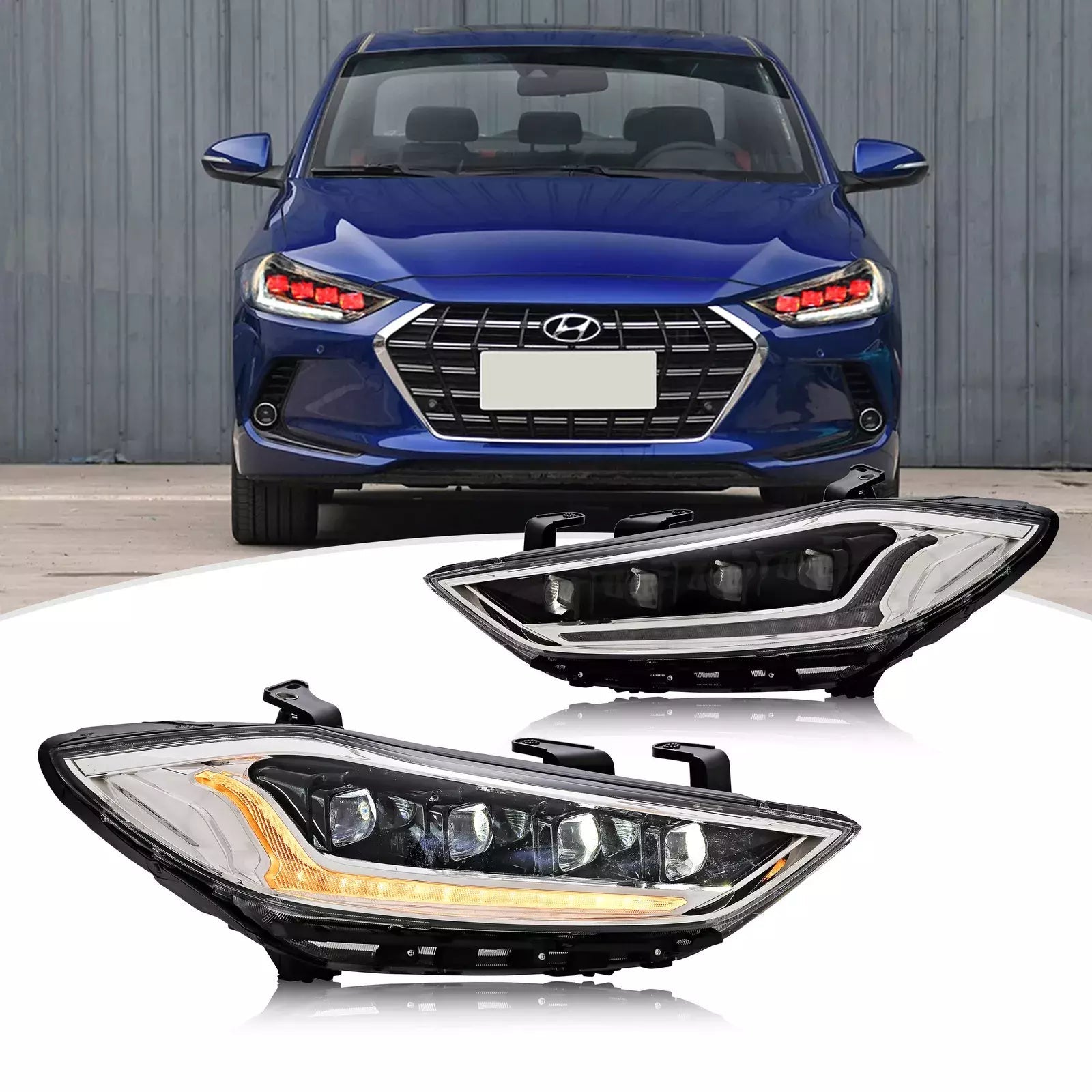 TT-ABC Devil eyes Headlight For 2017 2018 Hyundai Elantra Headlights With Dynamic Animation Lights - TT-ABC