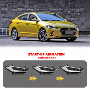 TT-ABC Devil eyes Headlight For 2017 2018 Hyundai Elantra Headlights With Dynamic Animation Lights - TT-ABC