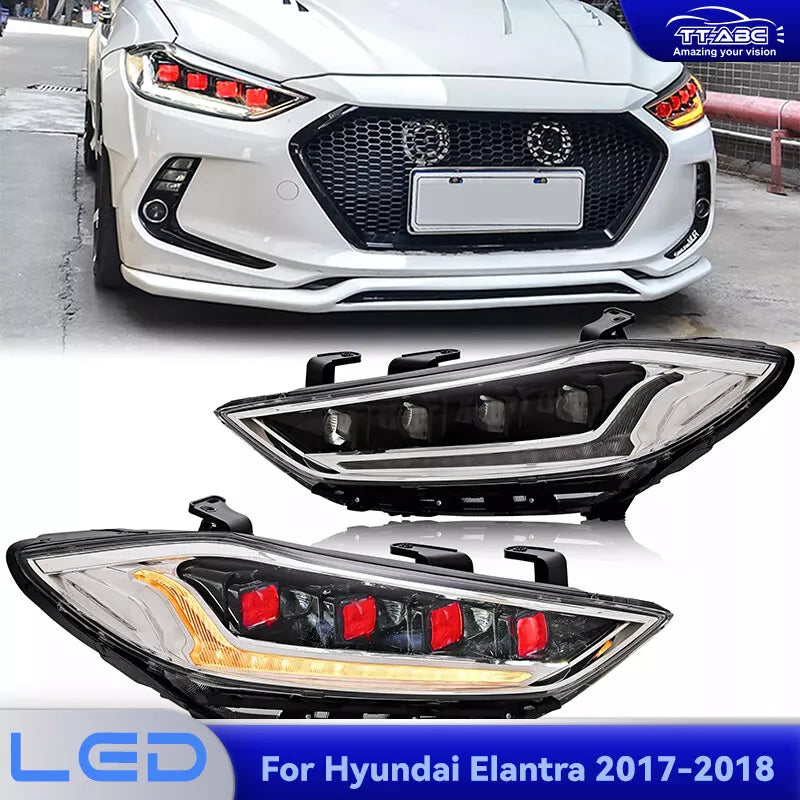 TT-ABC Devil eyes Headlight For 2017 2018 Hyundai Elantra Headlights With Dynamic Animation Lights - TT-ABC
