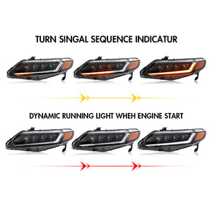 TT-ABC Full LED Headlight for 2006-2011 Honda Civic 4 Door 8Th Gen Headlights Assembly - TT-ABC