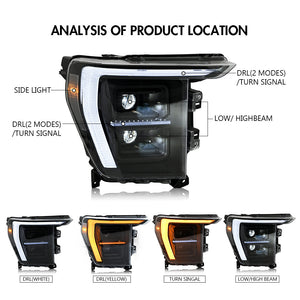TT-ABC Full LED Headlights for 2021-2024 Ford F-150 F150 P702 14th Gen Front Lamps - TT-ABC
