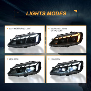 TT-ABC LED Headlight Assembly for 2012-2018 VW Volkswagen Jetta MK6 With Startup Animation Sequential Turn Signal - TT-ABC
