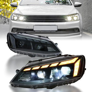 TT-ABC LED Headlight Assembly for 2012-2018 VW Volkswagen Jetta MK6 With Startup Animation Sequential Turn Signal - TT-ABC