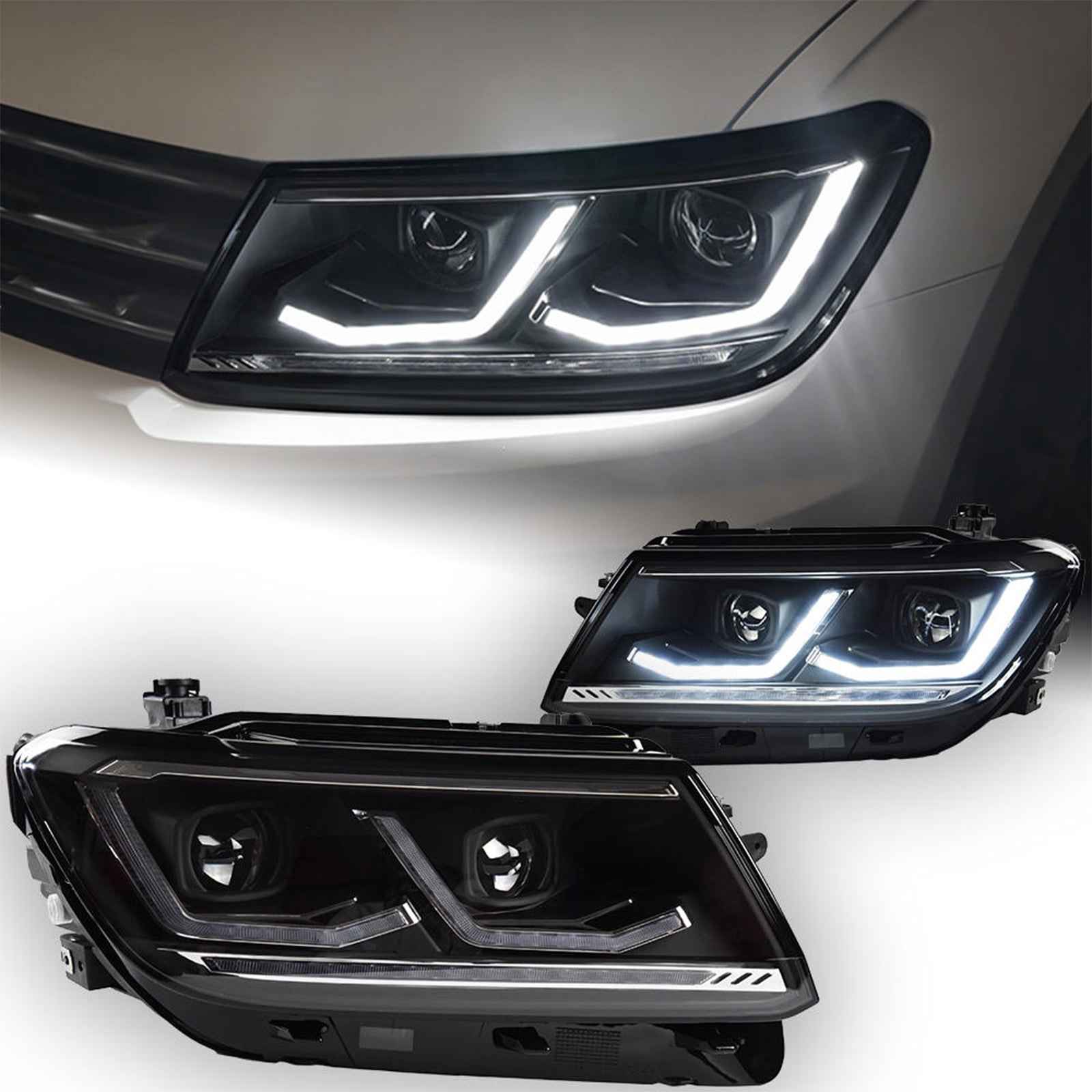 TT-ABC LED Headlight for 2017-2021 Volkswagen VW Tiguan With Start UP Animation Sequential Turn Signal Front Lamp - TT-ABC