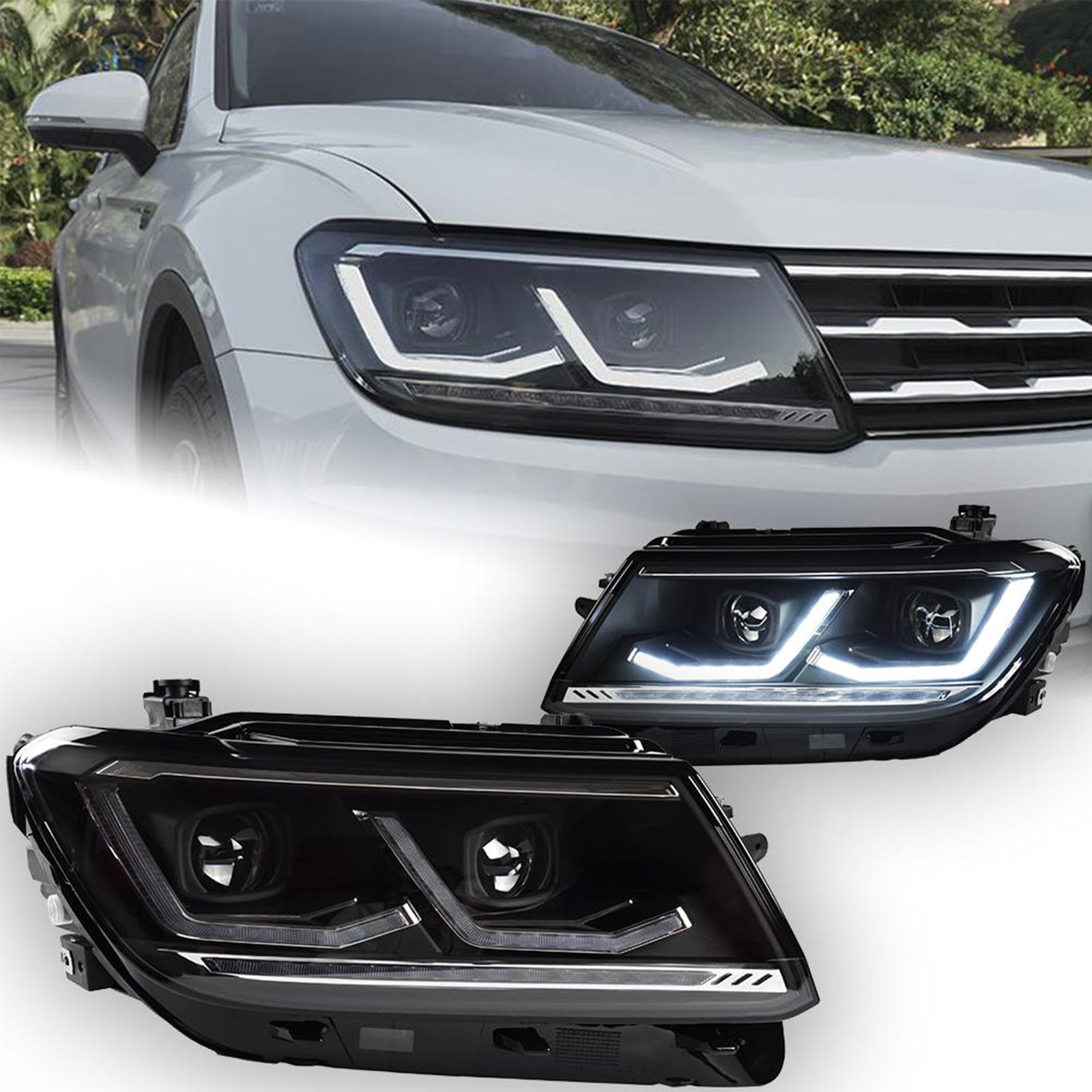 TT-ABC LED Headlight for 2017-2021 Volkswagen VW Tiguan With Start UP Animation Sequential Turn Signal Front Lamp - TT-ABC