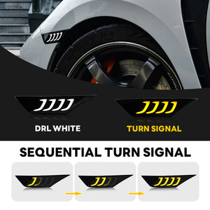 TT-ABC LED Side Marker Lights For 2016-2021 Honda Civic Sedan/Coupe/Hatchback Smoked Lens Yellow LED Turn Signal - TT-ABC