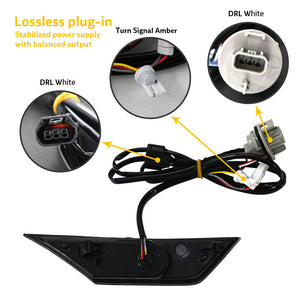 TT-ABC LED Side Marker Lights For 2016-2021 Honda Civic Sedan/Coupe/Hatchback Smoked Lens Yellow LED Turn Signal - TT-ABC