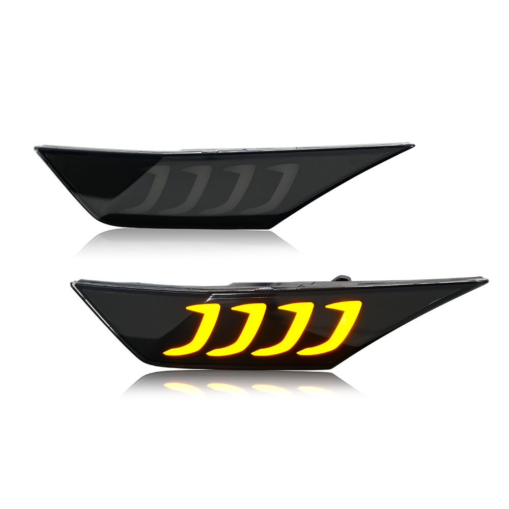TT-ABC LED Side Marker Lights For 2016-2021 Honda Civic Sedan/Coupe/Hatchback Smoked Lens Yellow LED Turn Signal - TT-ABC