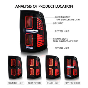 TT-ABC LED Tail Light for 2009-2018 Dodge RAM 1500, 2013-2018 Dodge RAM 1500 2500 Tail Light Assembly - TT-ABC