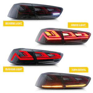 TT-ABC LED Tail Lights for 2008-2017 Mitsubishi Lancer & EVO X Startup Animation Sequential Rear Lamps - TT-ABC