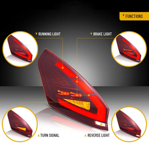 TT-ABC LED Tail Lights for 2008-2019 Ford Fiesta Hatchback SE ST Sequential Start-up Animation Rear Lamps Assembly - TT-ABC
