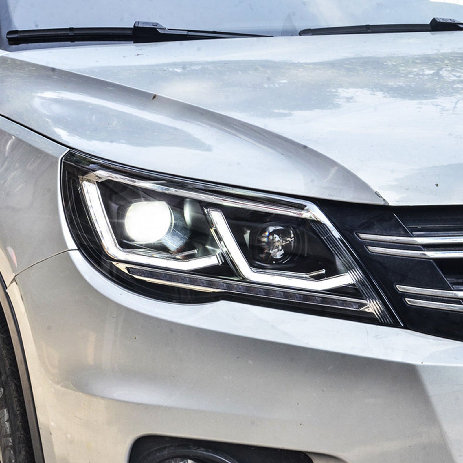 TT-ABC Led Headlight for 2010-2012 Volkswagen Tiguan upgrade New Tiguan X led Projector Lens DRL Signal HeadLamp Assembly - TT-ABC