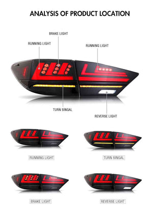 TT-ABC Led Tail Lights For 2013-2018 Lexus ES350 ES300h Start-up Animation Tail Light Assembly - TT-ABC