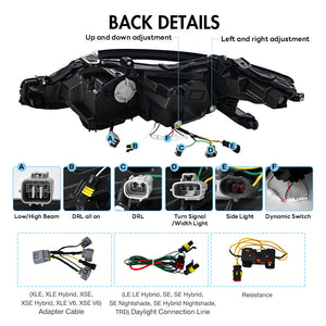 TT-ABC New Headlights For 2018-2024 Toyota Camry LE SE XLE XSE TRD (Audi Model) - TT-ABC