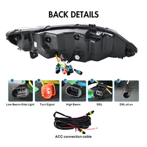 TT-ABC New LED Headlights For 2006-2011 Honda Civic 4Dr 8Th Gen Sedan Animation Signal Headlight - TT-ABC