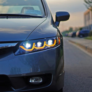 TT-ABC New LED Headlights For 2006-2011 Honda Civic 4Dr 8Th Gen Sedan Animation Signal Headlight - TT-ABC