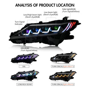 TT-ABC New RGB Headlights For 2018-2024 Toyota Camry LE SE XLE XSE TRD (Quad Projectors Headlights) - TT-ABC