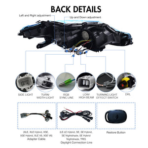 TT-ABC New RGB Headlights For 2018-2024 Toyota Camry LE SE XLE XSE TRD (Quad Projectors Headlights) - TT-ABC