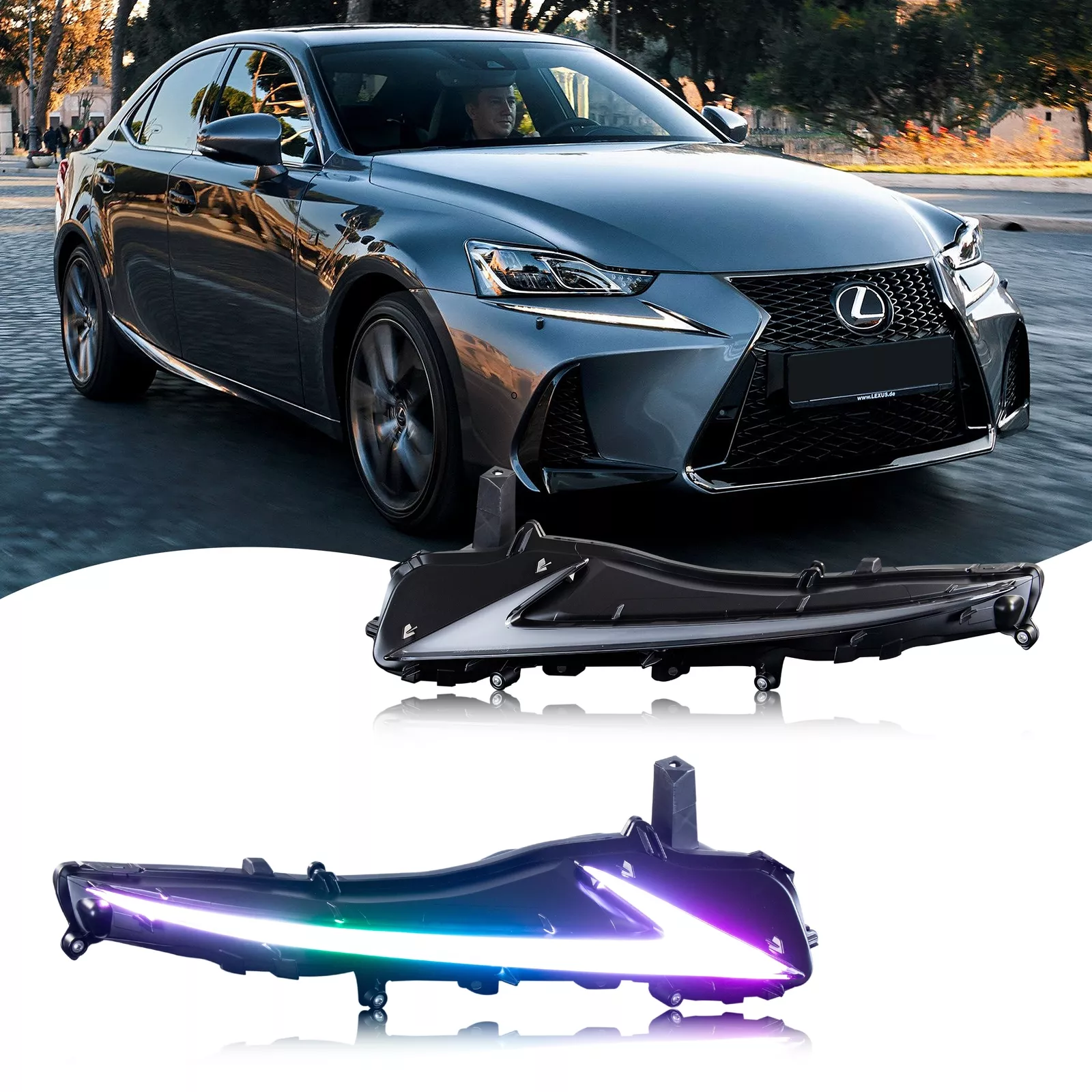 TT-ABC RGB Daytime Running Light for 2014-2020 Lexus IS250 IS350 IS200t IS300 W/Start up Animation With Sequential Turn Signal - TT-ABC