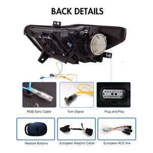 TT-ABC RGB Headlight For 2015-2017 Ford Mustang S550 Projector Front Lamp Assembly with Triple Beam Len - TT-ABC